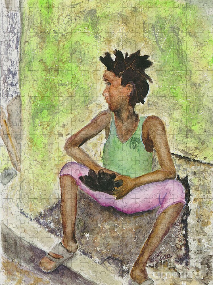 Haiti Jigsaw Puzzle featuring the painting Child of Haiti by Lisa Debaets