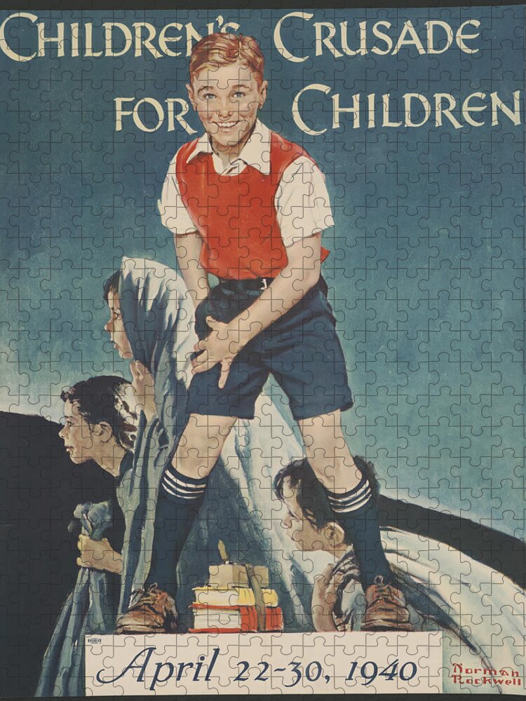 Children's Crusade For Children Puzzle featuring the painting Children's Crusade For Children by Norman Rockwell