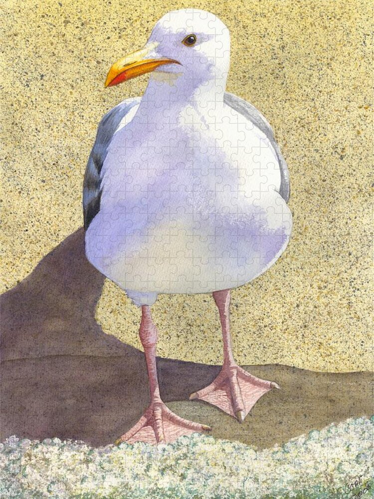 Seagull Jigsaw Puzzle featuring the painting Chilly by Catherine G McElroy
