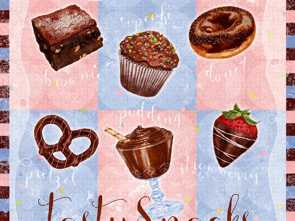Chocolate Jigsaw Puzzle featuring the mixed media Chocolate Tasty Snacks by Shari Warren