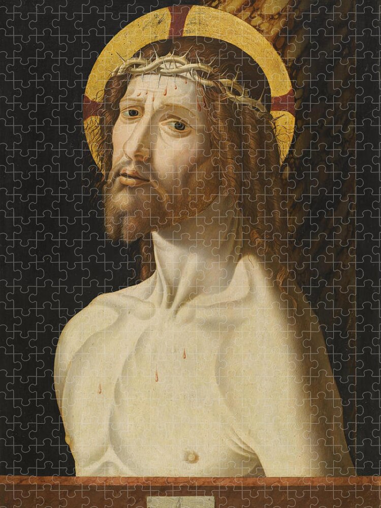 Attributed To Jacopo Da Valenza Jigsaw Puzzle featuring the painting Christ at the Column by Attributed to Jacopo da Valenza