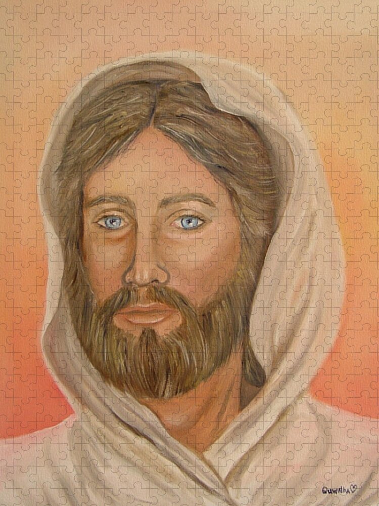 Christ Jigsaw Puzzle featuring the painting Christ by Quwatha Valentine