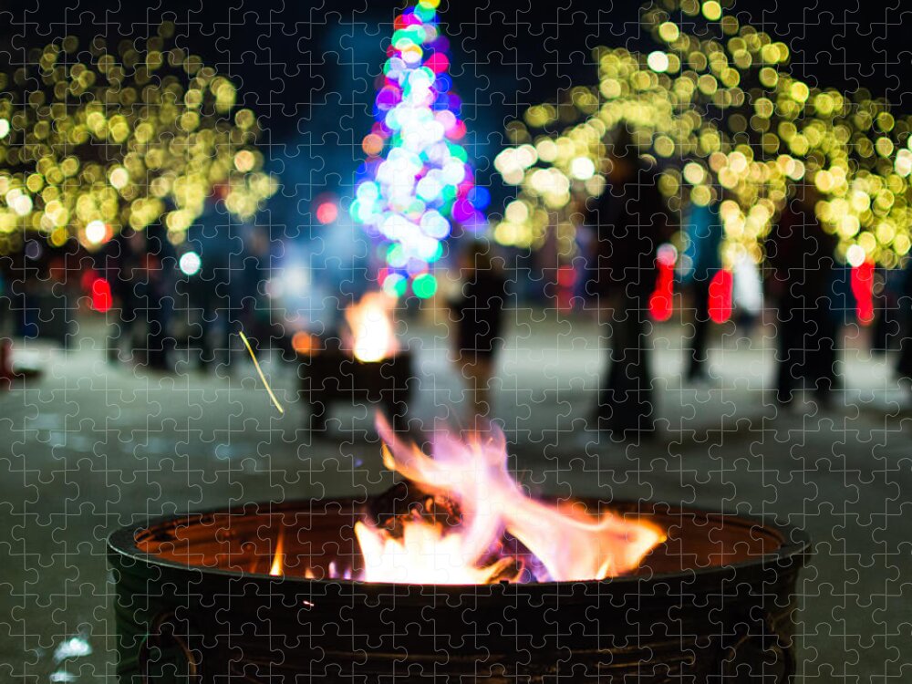 Fire Jigsaw Puzzle featuring the photograph Christmas fire pit by Stephen Holst