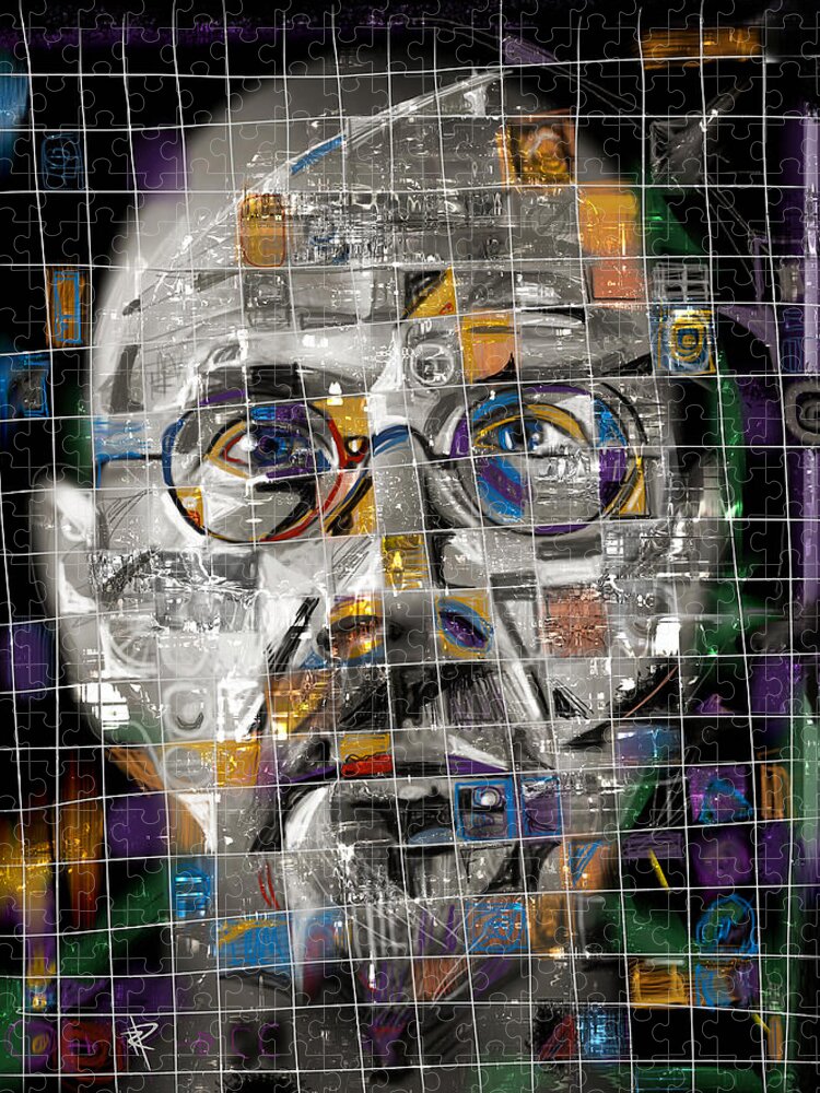 Chuck Close Jigsaw Puzzle featuring the mixed media Chuck Close by Russell Pierce
