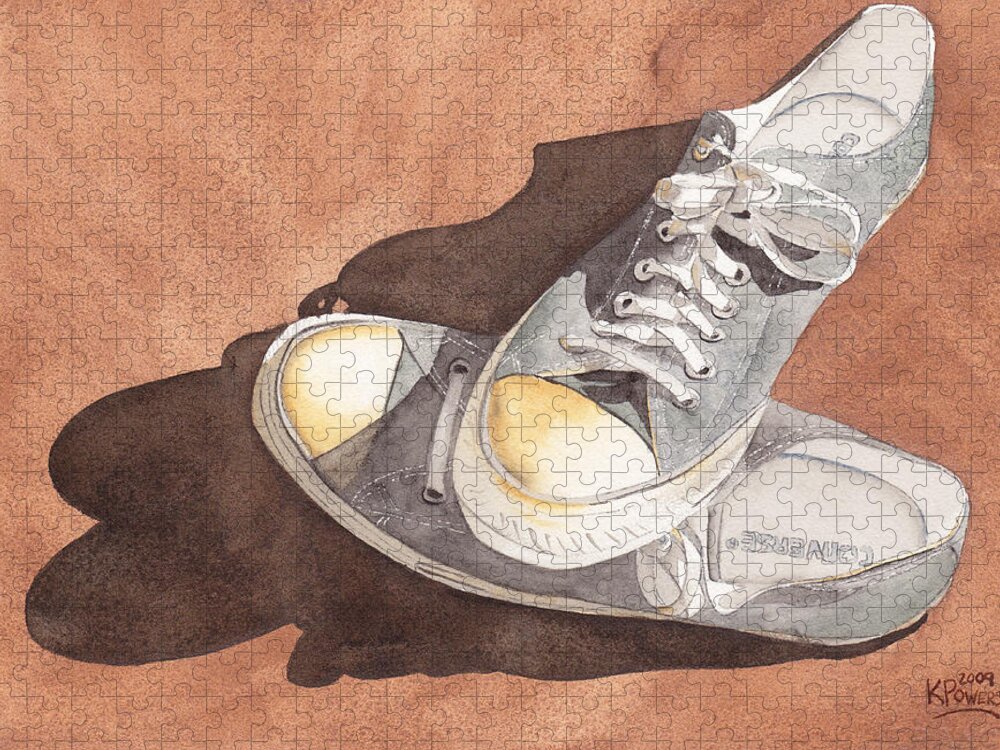 Shoes Jigsaw Puzzle featuring the painting Chucks by Ken Powers
