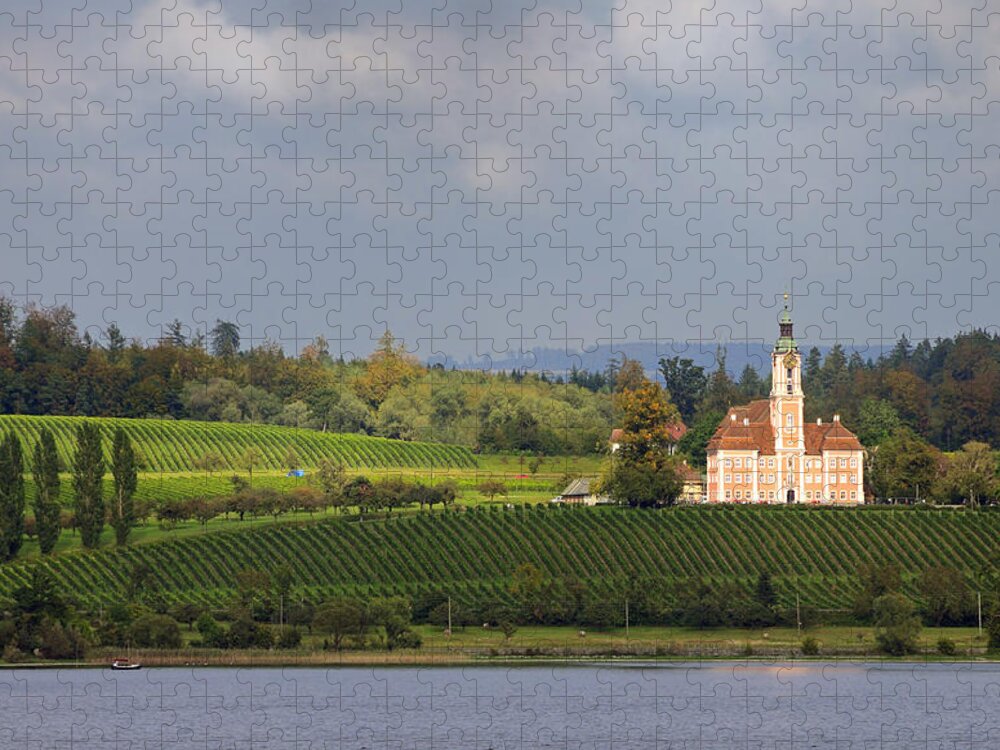 Birnau Jigsaw Puzzle featuring the photograph Church Birnau Lake Constance in great landscape by Matthias Hauser