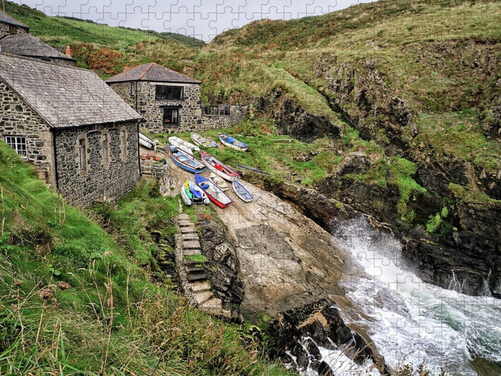 Cliff Jigsaw Puzzle featuring the photograph Church Cove Cornwall by Shirley Mitchell