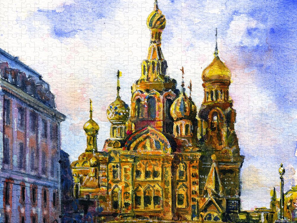 St. Petersburg Jigsaw Puzzle featuring the painting Church of the Savior on Blood by John D Benson