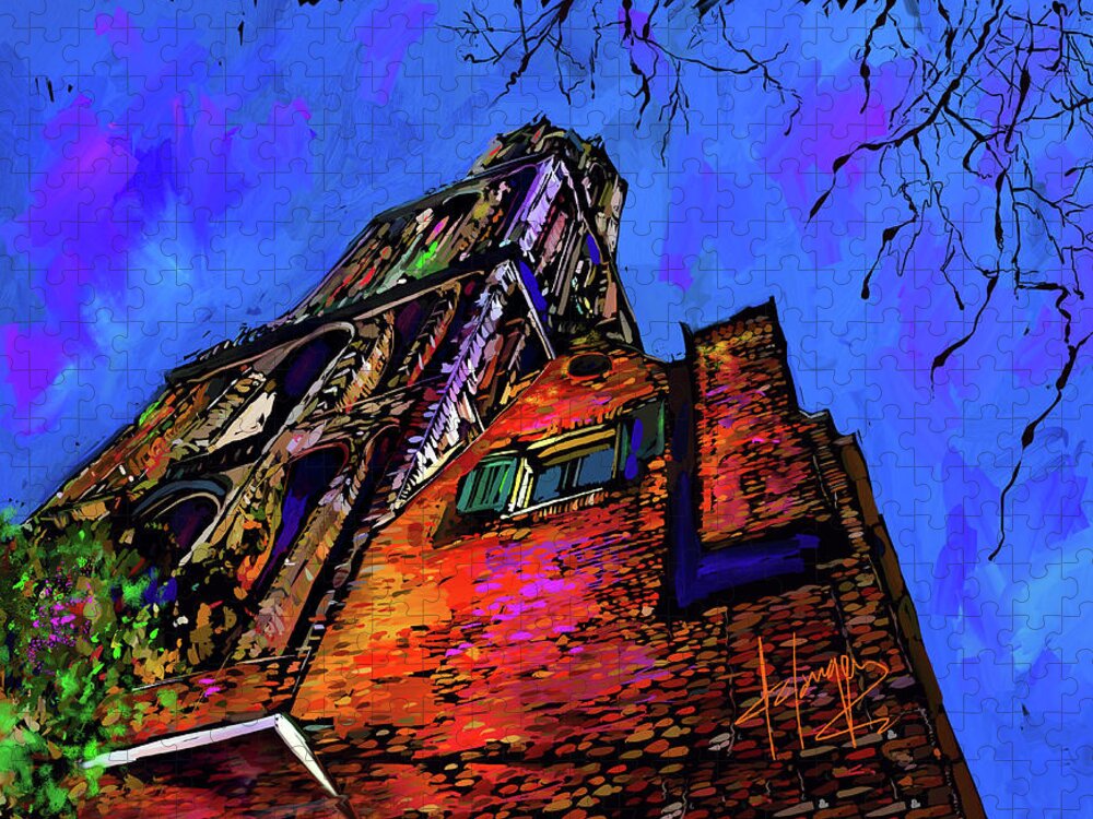 Church Jigsaw Puzzle featuring the painting Church, Utrecht, Netherlands by DC Langer
