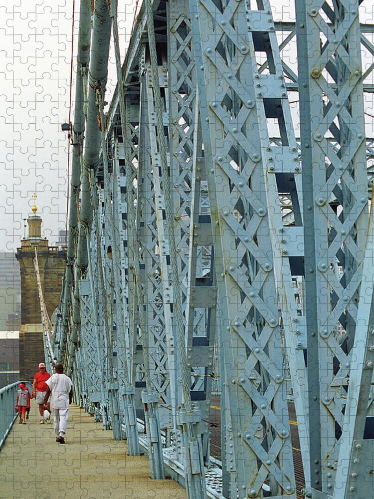 Arches Jigsaw Puzzle featuring the photograph Cincinnati - Roebling Bridge 3 by Frank Romeo