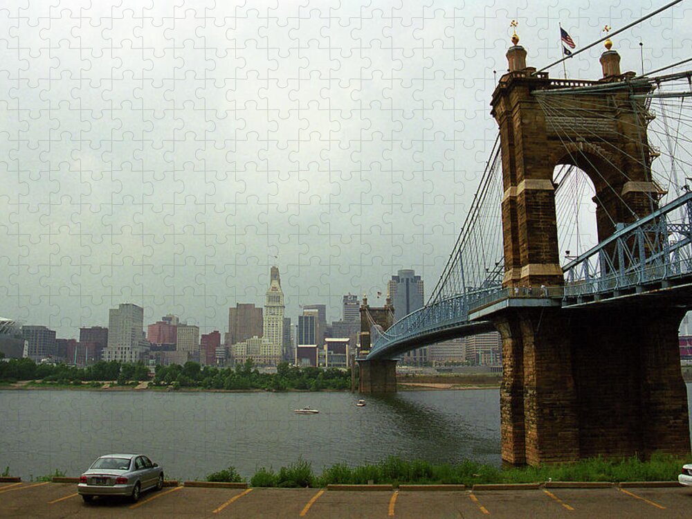 Arches Jigsaw Puzzle featuring the photograph Cincinnati - Roebling Bridge 6 by Frank Romeo
