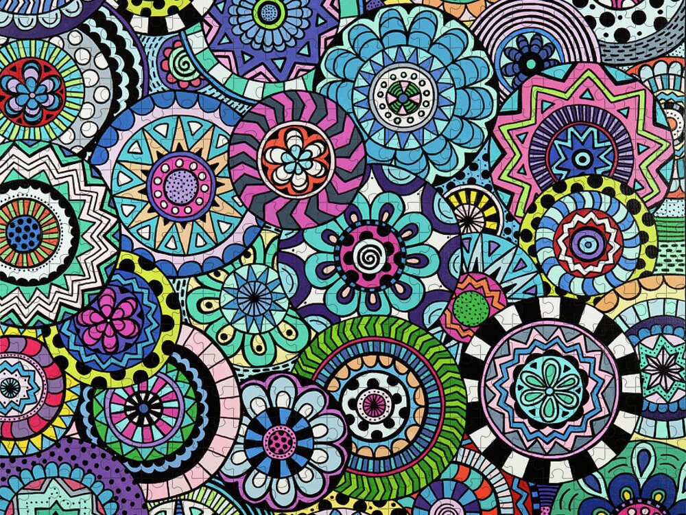 Mandala Jigsaw Puzzle featuring the painting Many Mandalas by Beth Ann Scott