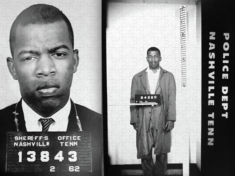 Civil Jigsaw Puzzle featuring the photograph Civil Rights Leader John Lewis Mugshot by Digital Reproductions
