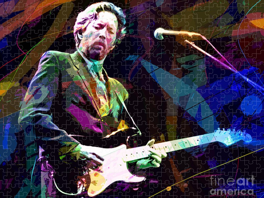 Eric Clapton Jigsaw Puzzle featuring the painting Clapton Live by David Lloyd Glover