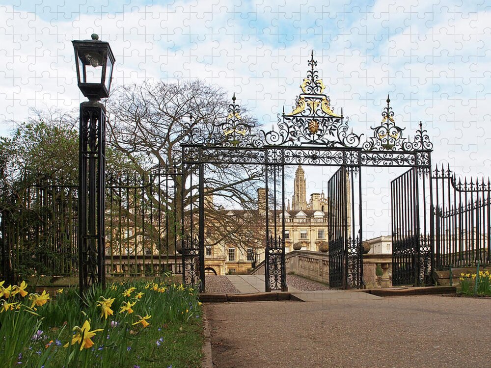 Clare College Gate Cambridge Jigsaw Puzzle featuring the photograph Clare College Gate Cambridge by Gill Billington