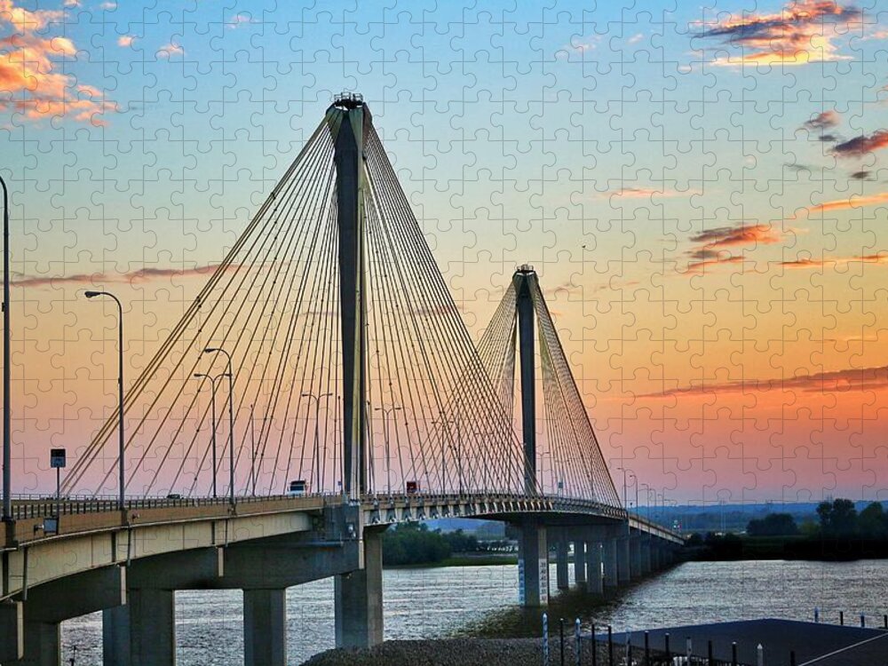 Clark Bridge Jigsaw Puzzle featuring the photograph Clark Bridge at Sunup by Buck Buchanan