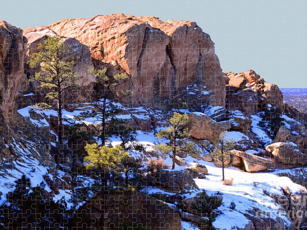 Southwest Landscape Jigsaw Puzzle featuring the photograph Cliff at El Malpais by Robert WK Clark