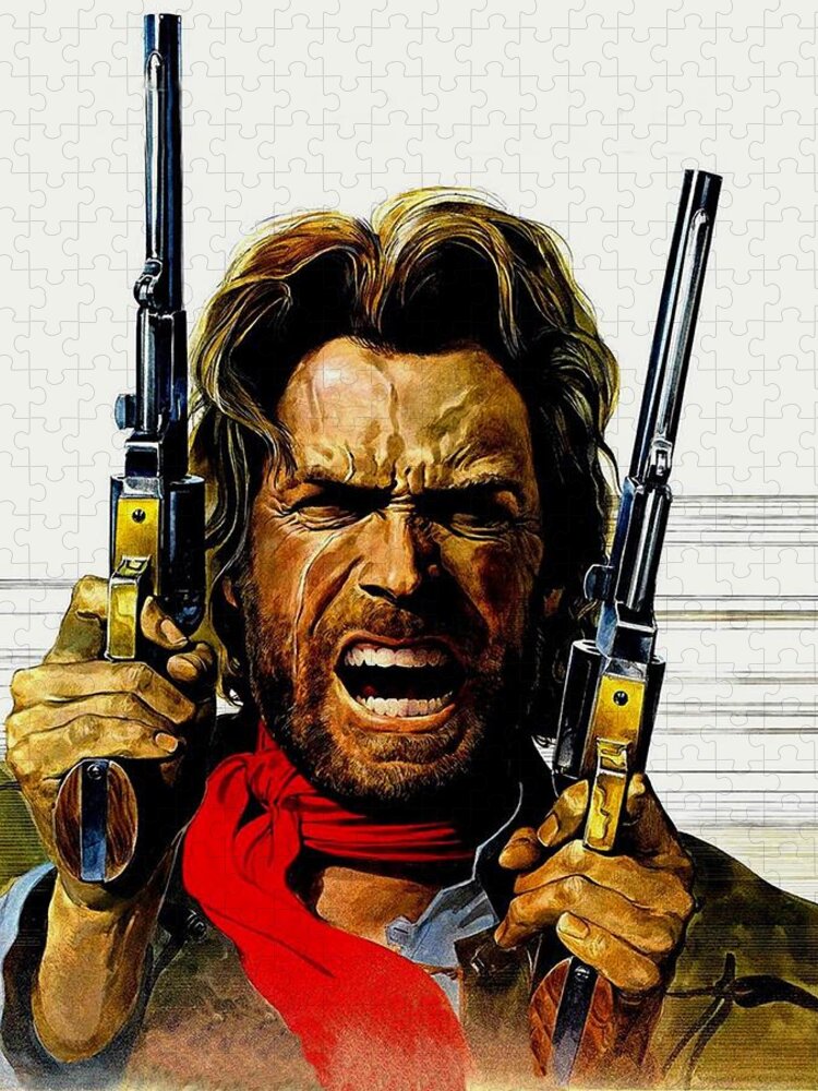 Clint Eastwood Jigsaw Puzzle featuring the digital art Clint Eastwood as Josey Wales by Movie Poster Prints