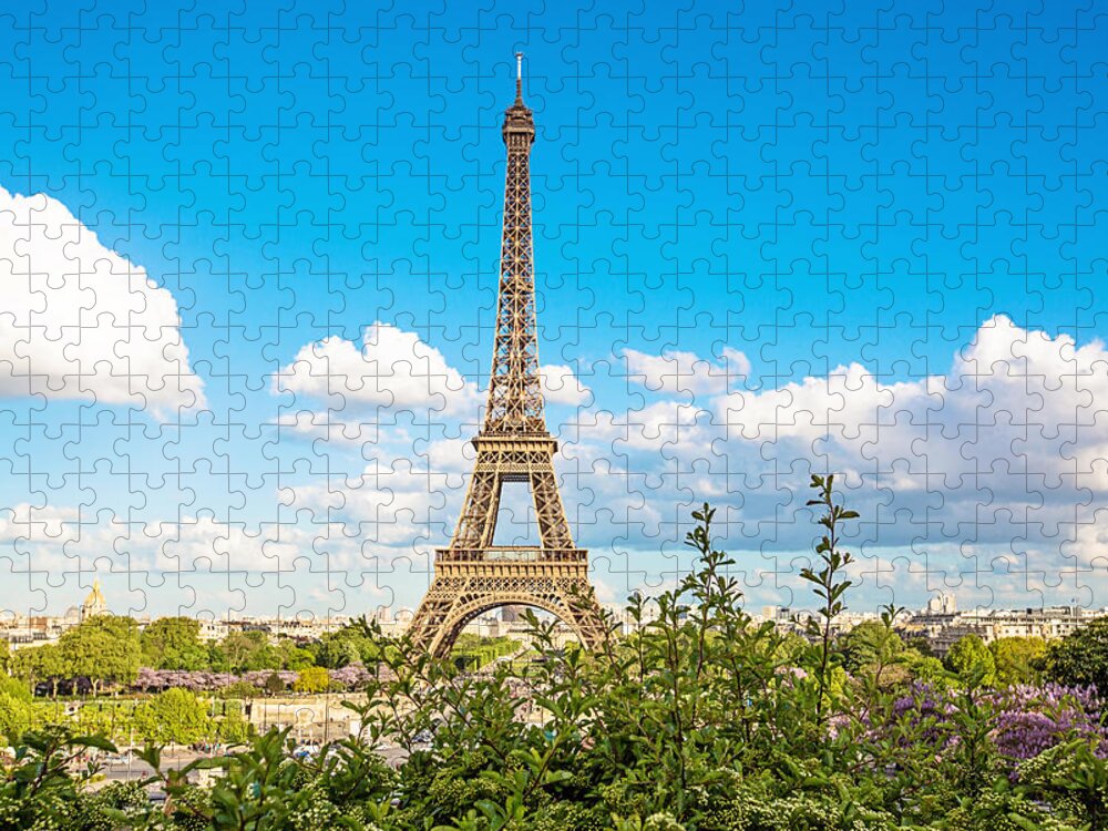 Eiffel Tower Jigsaw Puzzle featuring the photograph Cloud 9 - Eiffel Tower - Paris, France by Melanie Alexandra Price