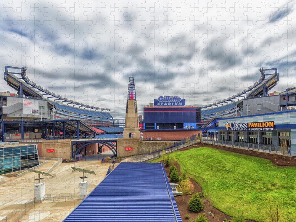 Clouds Over Gillette Stadium Jigsaw Puzzle featuring the photograph Clouds Over Gillette Stadium by Brian MacLean