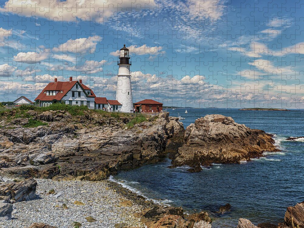 Clouds Over Portland Head Lighthouse Jigsaw Puzzle featuring the photograph Clouds over Portland Head Lighthouse by Brian MacLean