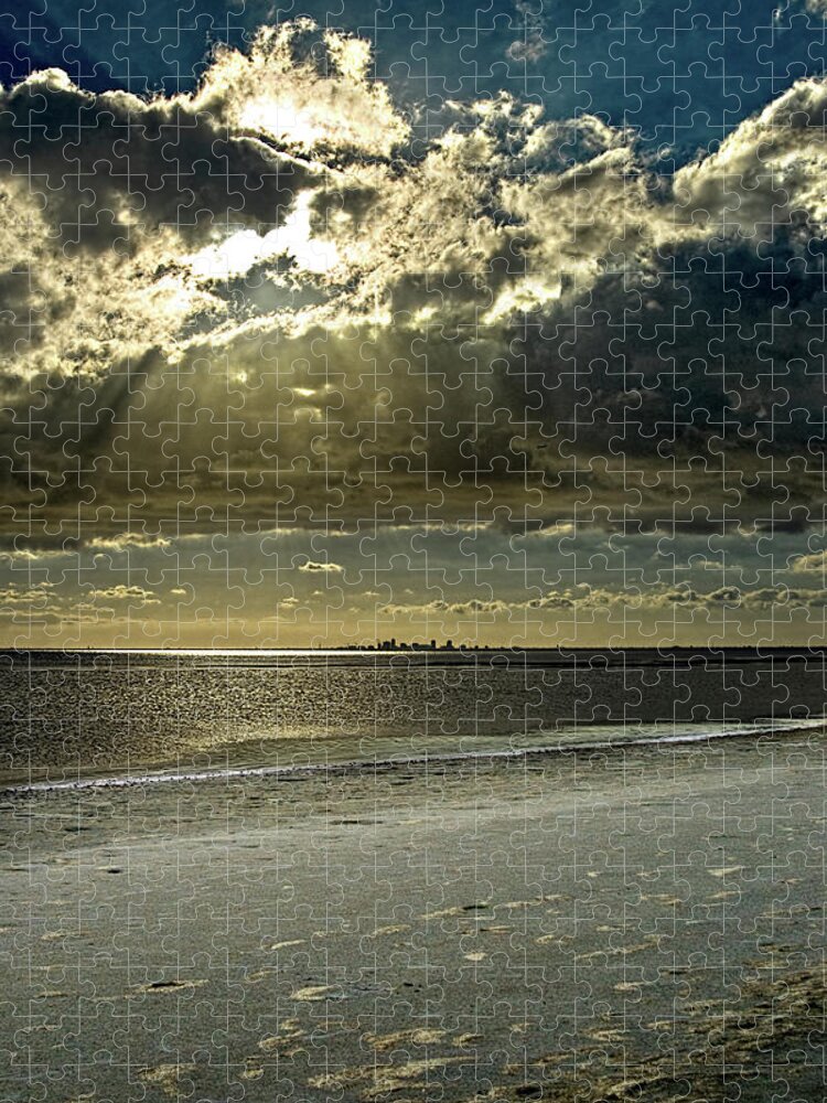 Beach Jigsaw Puzzle featuring the photograph Clouds Over The Bay by Christopher Holmes