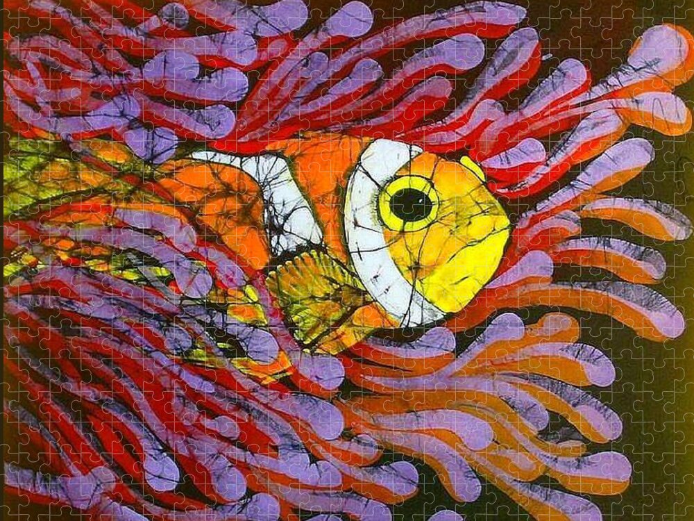 Clown Fish Jigsaw Puzzle featuring the tapestry - textile Clownfish I by Kay Shaffer