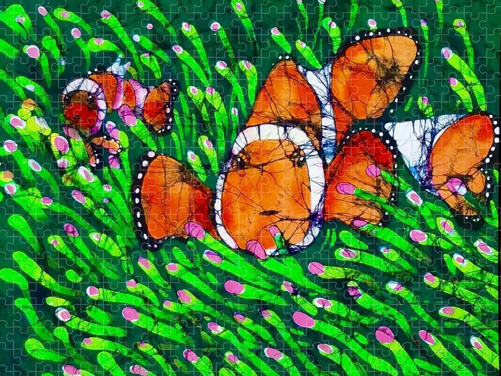 Clownfish Jigsaw Puzzle featuring the tapestry - textile Clownfish II by Kay Shaffer