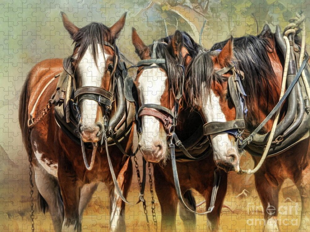 Clydesdale Jigsaw Puzzle featuring the digital art Clydesdale Conversation by Trudi Simmonds