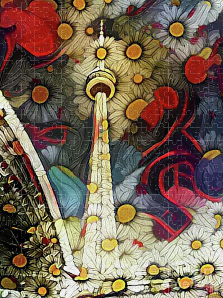 Daisies Jigsaw Puzzle featuring the photograph CN Tower Pushing Up Daisies by Nina Silver
