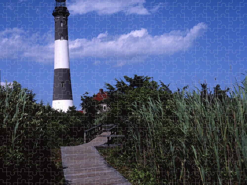 Landscape Lighthouse Fire Island Jigsaw Puzzle featuring the photograph Cnrf0702 by Henry Butz