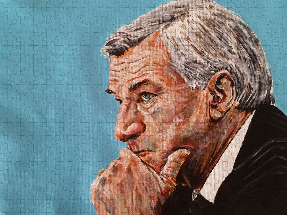 Portrait Jigsaw Puzzle featuring the painting Coach Dean Smith by Joel Tesch