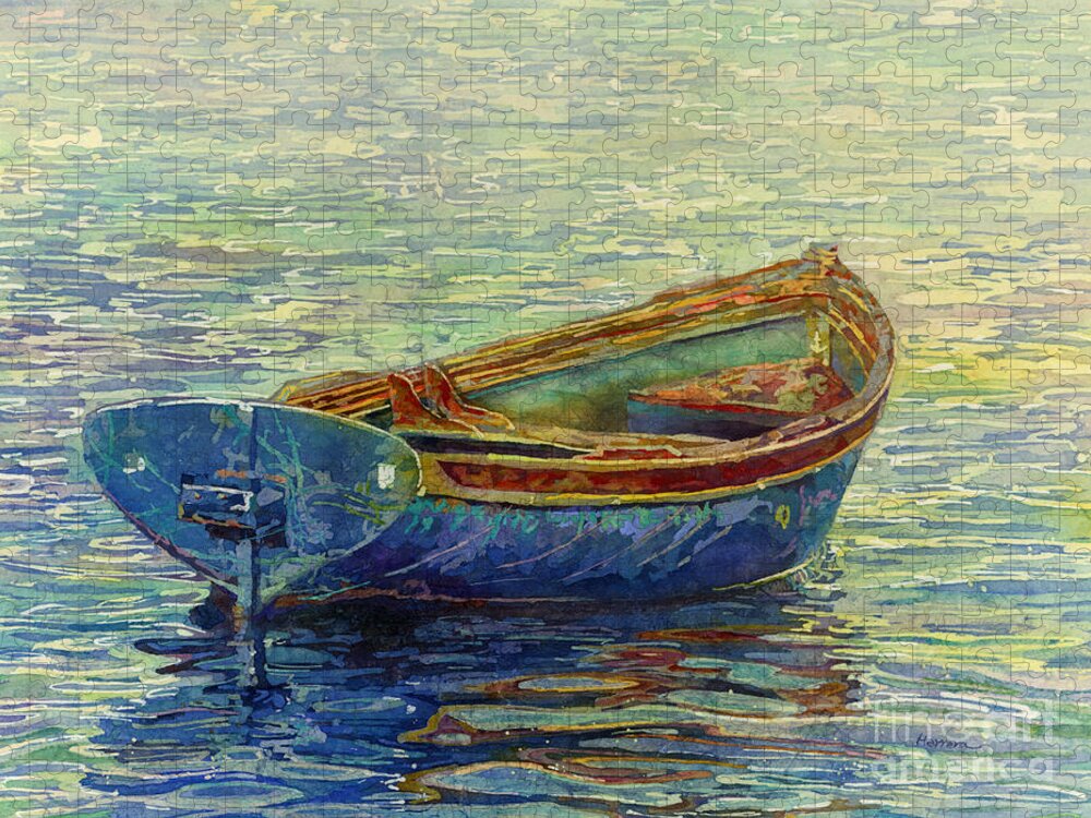 Rowboat Jigsaw Puzzle featuring the painting Coastal Lullaby by Hailey E Herrera