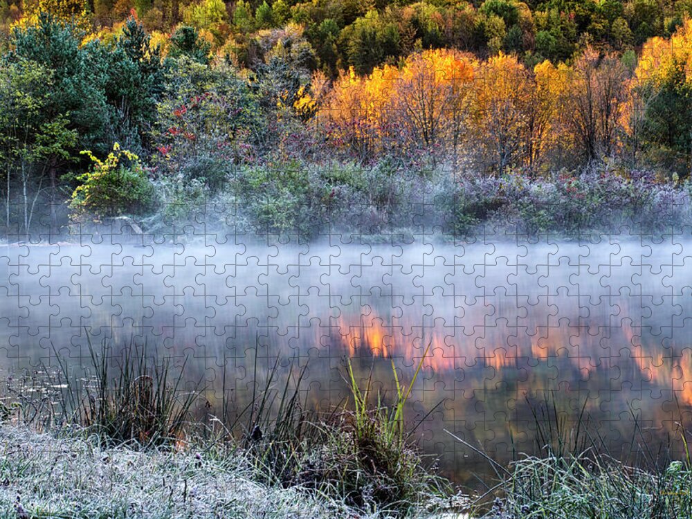 Sunrise Jigsaw Puzzle featuring the photograph Cold Fire Sunrise Landscape by Christina Rollo