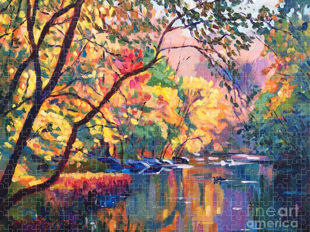 Plein Aire Jigsaw Puzzle featuring the painting Color Reflections Plein Aire by David Lloyd Glover