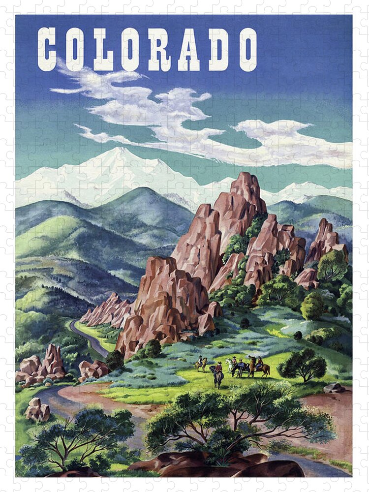 Colorado Jigsaw Puzzle featuring the painting Colorado, National park, vintage travel poster by Long Shot