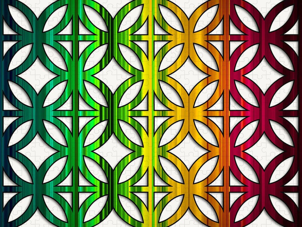 Colorful Circles And Squares Jigsaw Puzzle featuring the digital art Colorful Circles and Squares by Chuck Staley