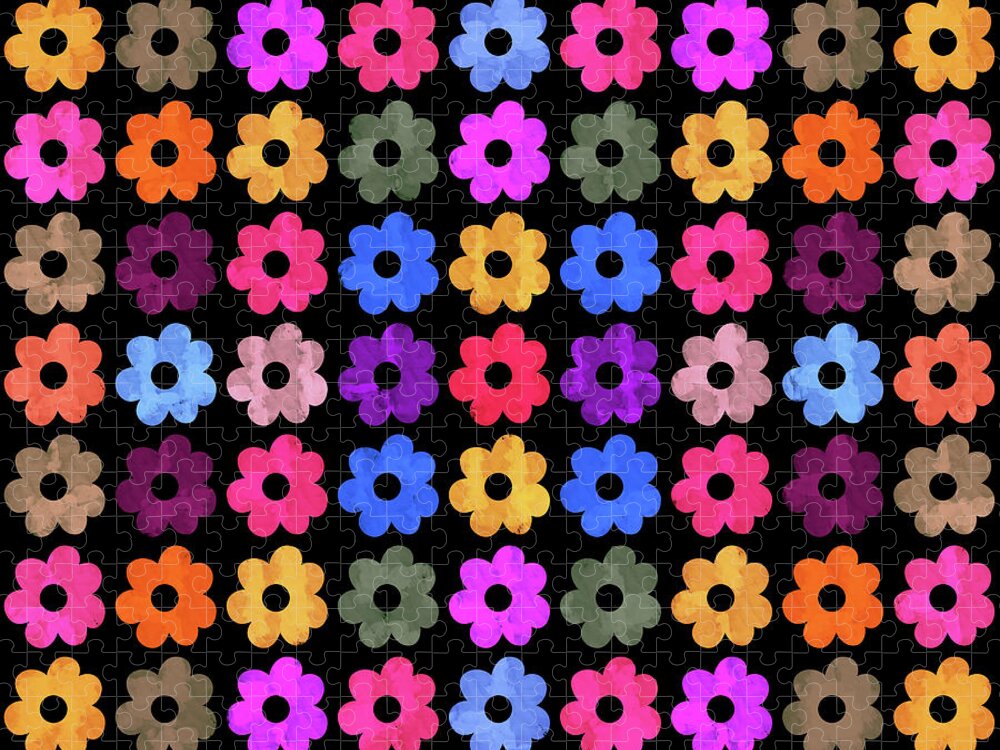 Lovely Jigsaw Puzzle featuring the digital art Colorful Floral Pattern IV by Amir Faysal