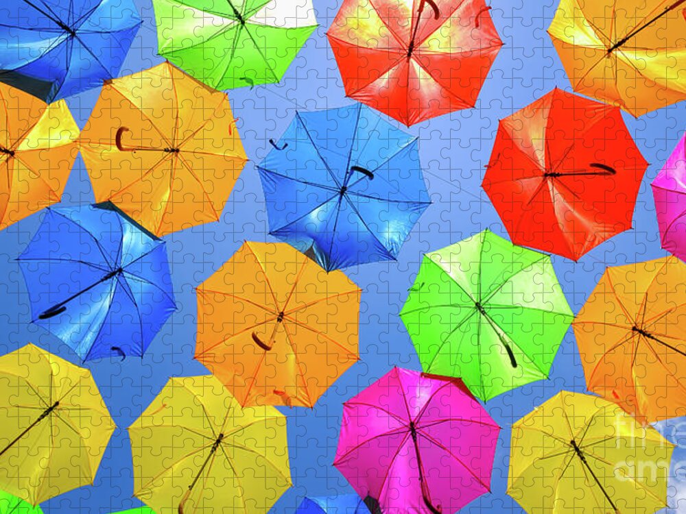Umbrellas Jigsaw Puzzle featuring the photograph Colorful Umbrellas I by Raul Rodriguez