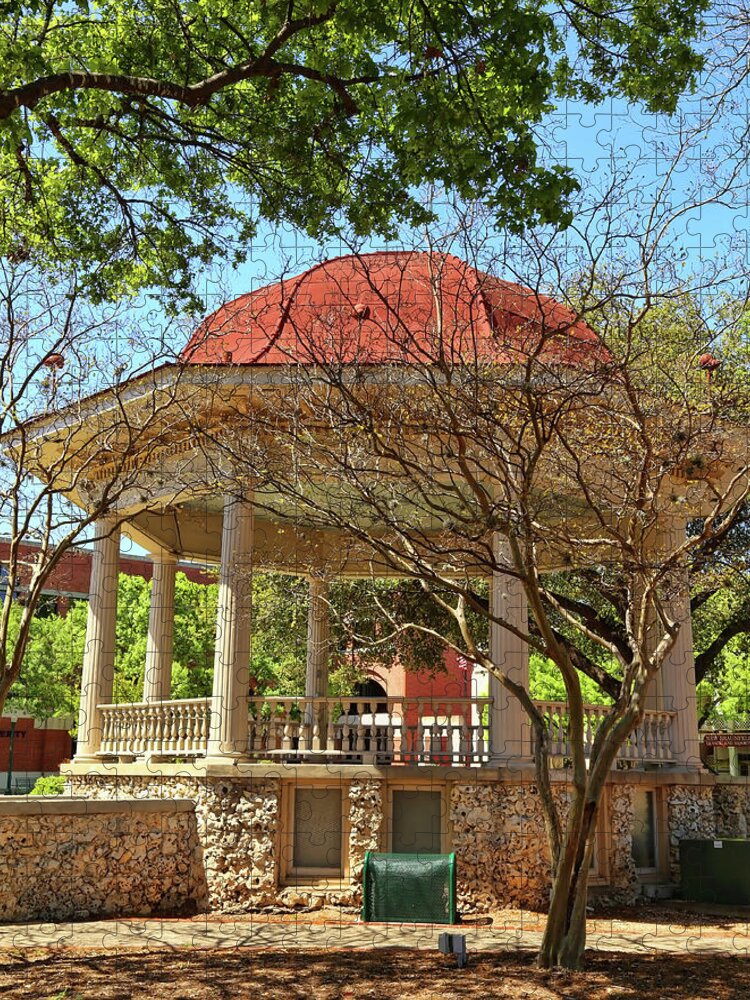 Comal County Jigsaw Puzzle featuring the photograph Comal County Gazebo in Main Plaza by Judy Vincent