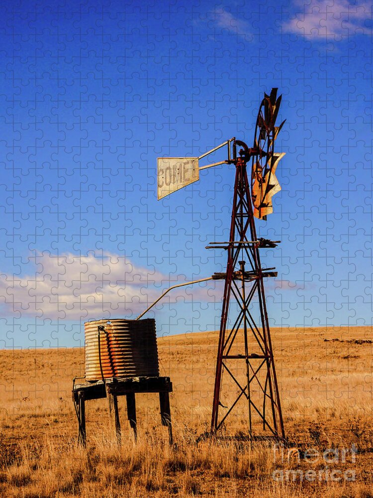 Old Water Windmill In Rural New South Wales Jigsaw Puzzle featuring the photograph Meet Comet the Windmill by Lexa Harpell