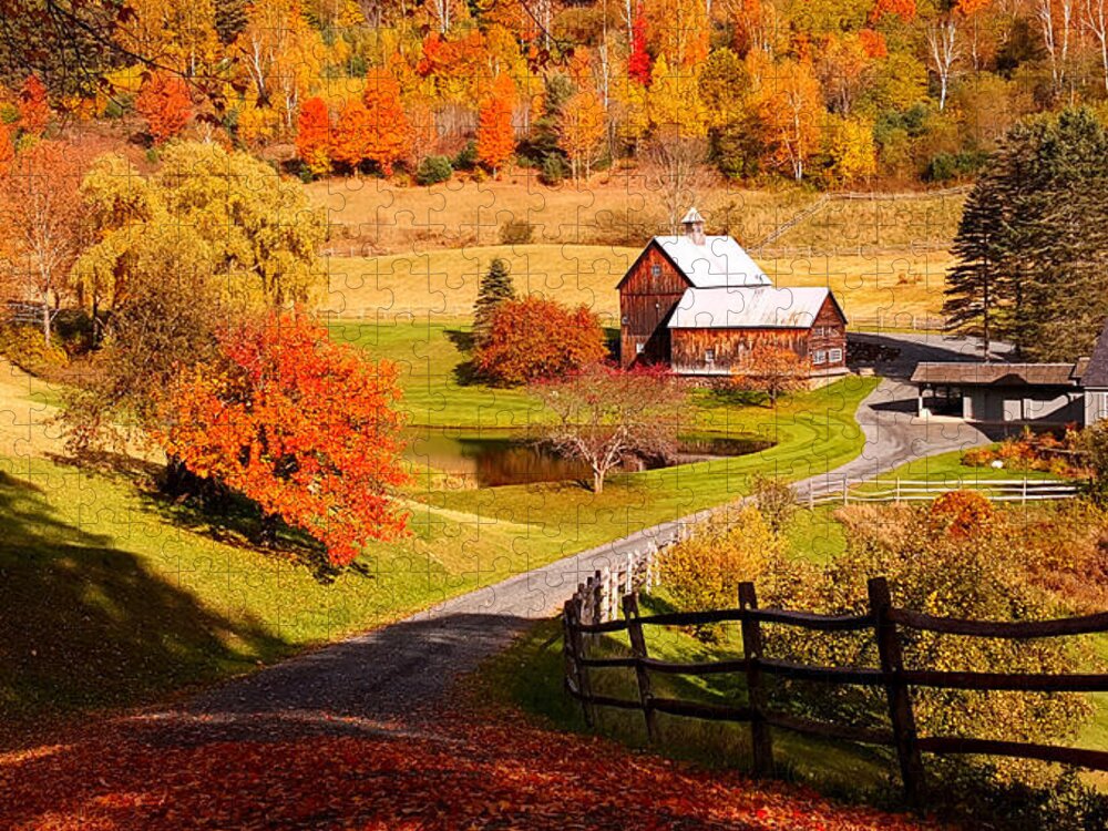 Sleepy Hollow Farm Jigsaw Puzzle featuring the photograph Coming home in a Vermont autumn by Jeff Folger