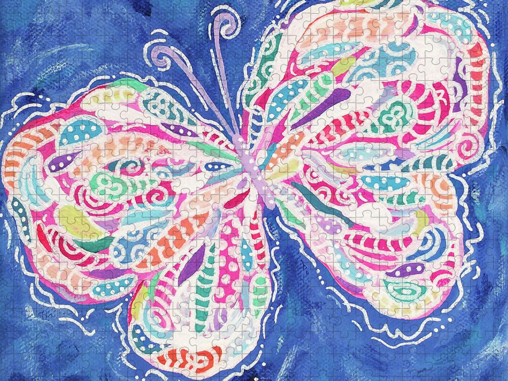 Butterfly Jigsaw Puzzle featuring the painting Confetti by Beth Ann Scott