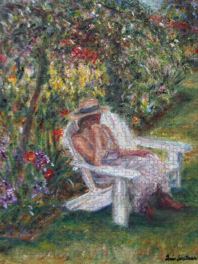 Quin Sweetman Jigsaw Puzzle featuring the painting Contemplation in the Garden by Quin Sweetman