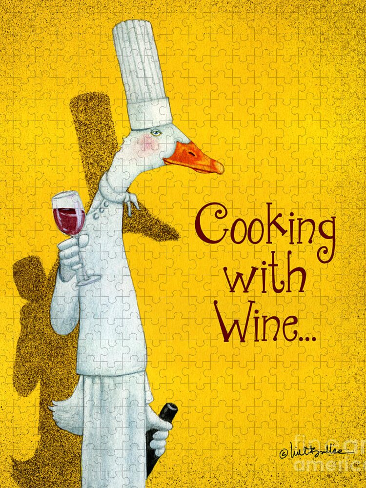 Will Bullas Jigsaw Puzzle featuring the painting Cooking with Wine... by Will Bullas