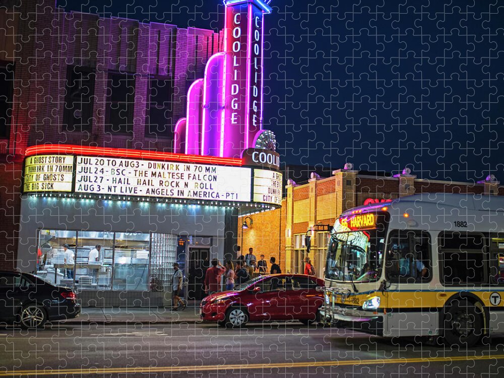 Brookline Jigsaw Puzzle featuring the photograph Coolidge Corner Theatre Harvard St Brookline MA by Toby McGuire