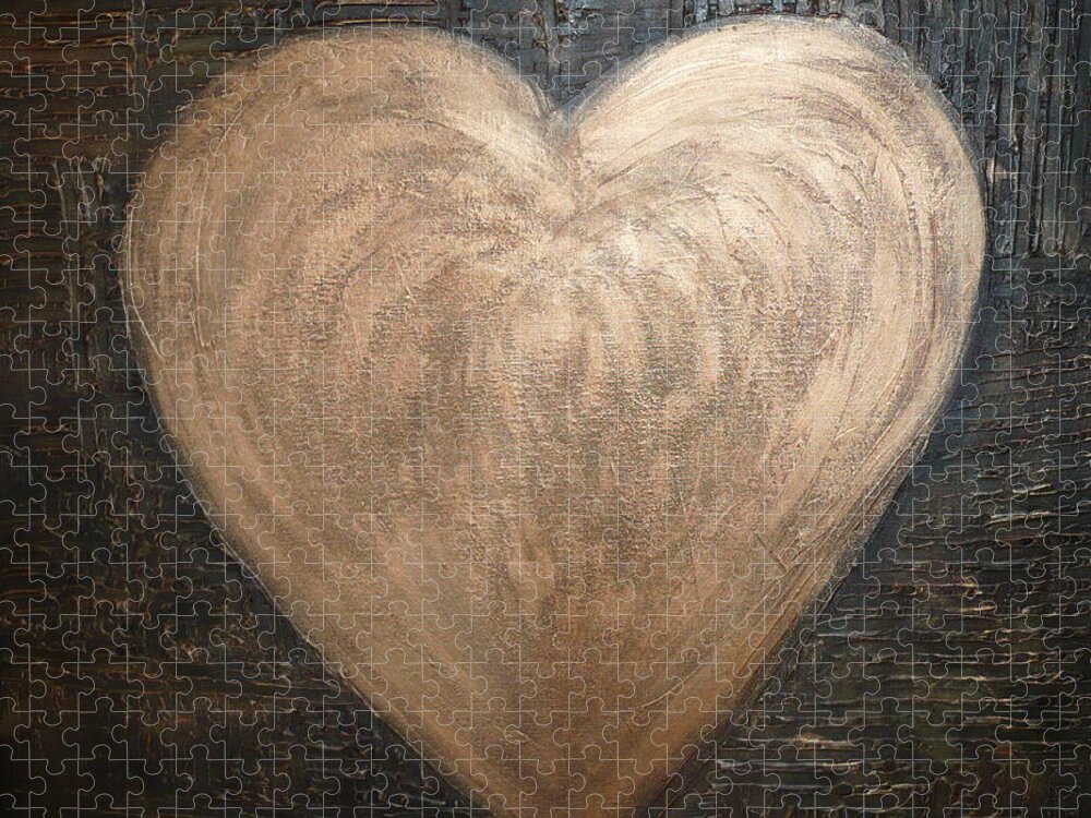 Heart Jigsaw Puzzle featuring the painting Coppery Heart by Monika Shepherdson