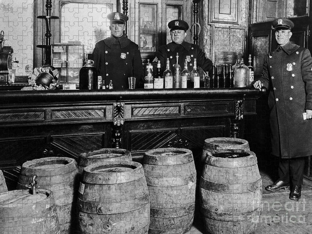 Prohibition Jigsaw Puzzle featuring the photograph Cops at the Bar by Jon Neidert