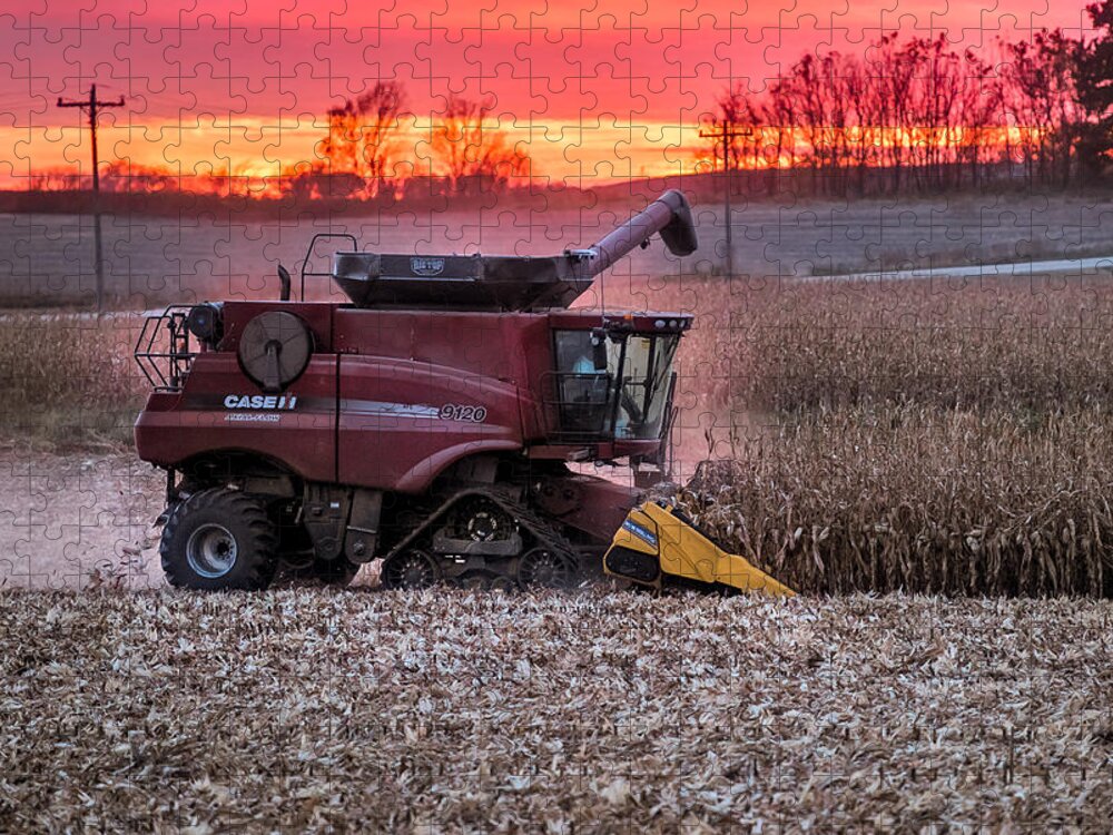 Corn Jigsaw Puzzle featuring the photograph Corn Harvest Time by Paul Freidlund