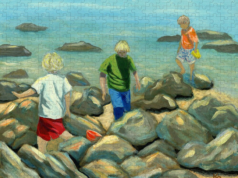 Beach Scene Jigsaw Puzzle featuring the painting Coronado Island Expedition by Karyn Robinson